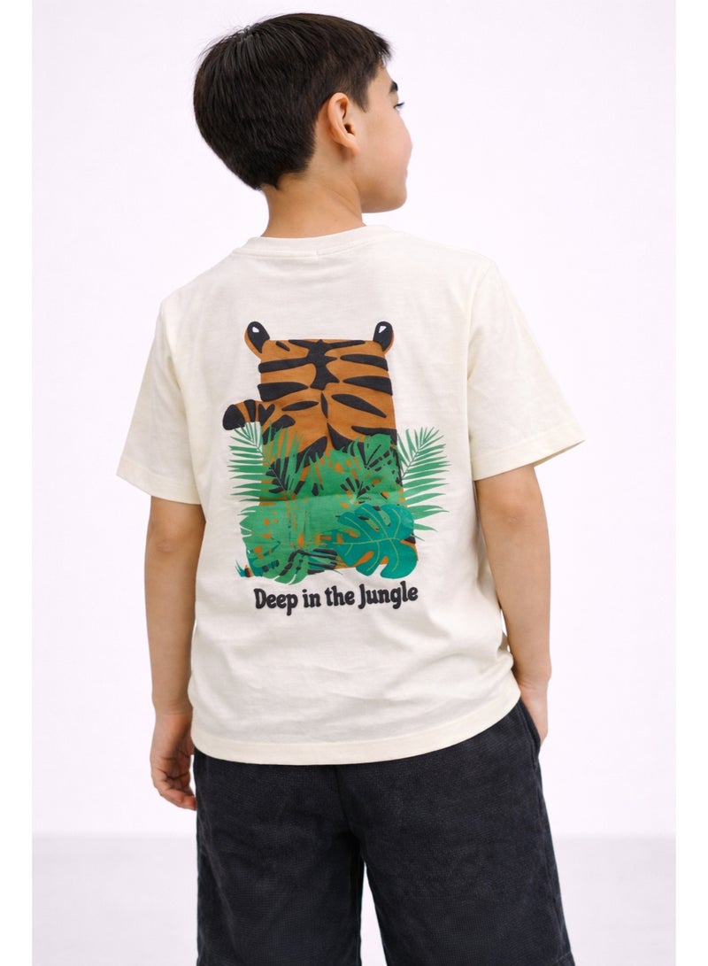 victor and jane Boys’ 2-Piece Set – Tiger Graphic T-Shirt (Front & Back Print) & Shorts - Image 3